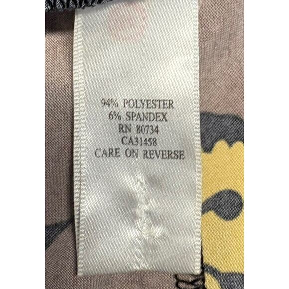 BCBG Y2K Vintage Womens Top Size Medium V Neck Brown Black Short Slv Faux Wrap - Picture 8 of 10